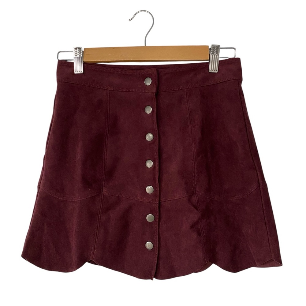 American Eagle Burgundy Suede Feel Mini Skirt